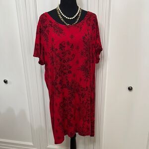 Soma Chic Red Lace Print‎ Sleep Dress